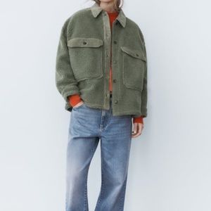 Zara Contrasting Jacket with Khaki